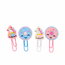 Clips Licorne Et Beignets 6 x 2,5 cm 4 u