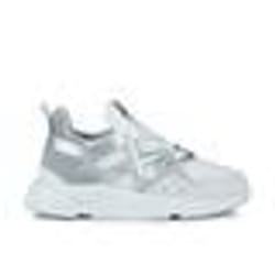 Baskets Femme - MUNICH - Clik - Blanc/Argent - Lacets - Synthétique