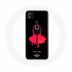 Coque - Xiaomi - Redmi 9C - Souple - Noir - Squid Game masque carré