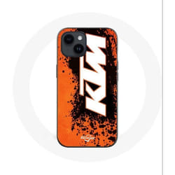 Coque - KTM - Iphone 14 - Logo blanc - Fond orange - Souple