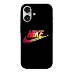 Coque Iphone 16 - Nike - Logo Coloré - Souple - Noir - Mixte