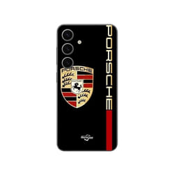 Coque - PORSCHE - Samsung Galaxy S24 Plus - Logo rouge et doré - Souple - Noir
