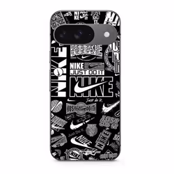 Coque - Nike - Google Pixel 9 - Silicone - Noir - Graffiti Noir et blanc