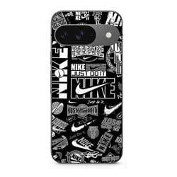 Coque - Nike - Google Pixel 9 - Silicone - Noir - Graffiti Noir et blanc