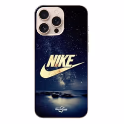 Coque - Nike - Iphone 16 Pro Max - Souple - Noir - Logo doré nuit étoilé