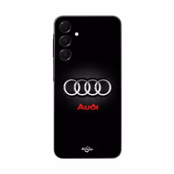 Coque de téléphone - Audi - Galaxy A16 - Silicone - Souple - Logo de voiture gris et rouge