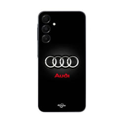 Coque de téléphone - Audi - Galaxy A16 - Silicone - Souple - Logo de voiture gris et rouge