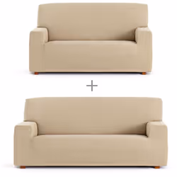 Housses de canapé Mod/7 Elastica Troya 3-2 Pl. - Matière : 60% polyester, 35% coton, 5% élastomère - Couleur : 01-BEIGE - Net ...