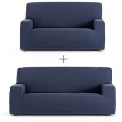 Housses de canapé Mod/7 Elastica Troya 3-2 Pl. - Matière : 60% polyester, 35% coton, 5% élastomère - Couleur : 03-BLEU - Nett ...