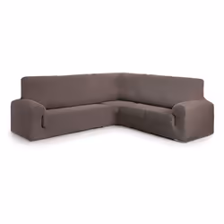 Housse de canapé d'angle Premium Roc 3+2 C/7 - Matière : 55% polyester, 35% coton, 10% élastomère - Couleur : 07-MARRON - Net ...