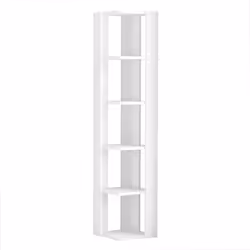 Etagère d'angle avec 5 espaces. Finition blanche. Produit en kit. Assemblage facile. Comprend les instructions de montage et  ...