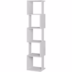 Etagère d'angle avec 5 espaces. Finition blanche. Produit en kit. Assemblage facile. Comprend les instructions de montage et  ...