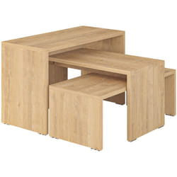 Ensemble de 3 tables basses couleur Safir. 39x65x30, 32x65x30 et 24x65x30 cm (Hauteur x Largeur x Profondeur)