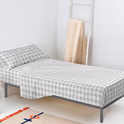 Vichy Parure de draps 2 pièces 160x270 cm (lit 80/90) Gris Matériel:100% coton Couleur:Gris Observations :1 x Drap 160x270 (L ...