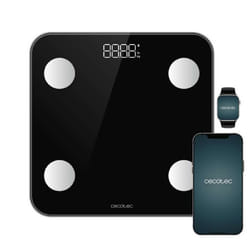 Cecotec Balance de Bain Intelligente avec App Surface Precision Smart. Bluetooth et 24 Paramètres Taille 30x30cm 4 Capteurs