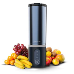 Cecotec Blender Individual Power Titanium Shake2Go Dark Steel. 180W Verre Métal 600ml Sans BPA 3 Programmes Automatiques