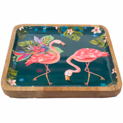 Coupelle en bois carré Flamant Rose - Allen Designs En bois et résine Dimensions : Hauteur 2.5 cm - Largeur 20 cm - Profondeu ...