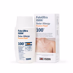 ISDIN FotoUltra Solar Allergy Fusion Fluid SPF 100+, Crème d’écran solaire, Visage et corps, Bouteille, Anti-irritation, Anti ...