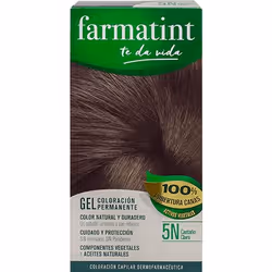 Farmatint Gel Coloración Permanente 5N Castaño Claro, Neutre, 5N, Castaño Claro, Femmes, 60 ml, Maintien de la couleur, Prote ...