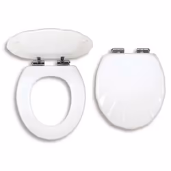 Abattant de toilette Lyra avec fermeture ralentie finition blanche Matériau MDF / bois moulé poignées en laiton chromé Softcl ...