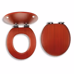 Abattant de toilette avec fermeture lente démontage facile de la cuvette bois plaqué fixations en laiton chromé dimensions 41 ...