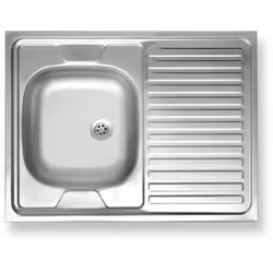 Évier inox avec égouttoir à droite 600x800x150 (l'évier ne peut pas être installé dans l’autre sens) le kit de montage n’est  ...