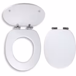 Siège de toilette à pliage lent finition de surface : blanc matériau MDF poignées en laiton chromé Softclose - système de déc ...