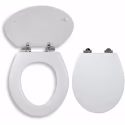 Abattant de WC Lyra avec amortisseur de fermeture finition de surface blanche matériau MDF fixations en laiton chromé Softclo ...