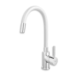 Robinetterie dévier Novaservis Ferro avec bras flexible - Blanc/Chrome