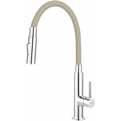 Novaservis - Ferro - Mitigeur d'évier avec bras flexible, 2 jets, beige / chrome 70730,0BE