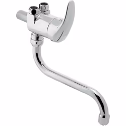 Robinet mural pour chauffe-eau finition : chrome longueur du bec : 215 mm cartouche céramique 40 mm installation : murale pou ...