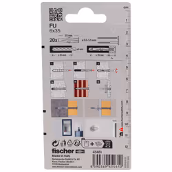 Fischer 45461 ancrage à vis et cheville murale 20 pièce(s)