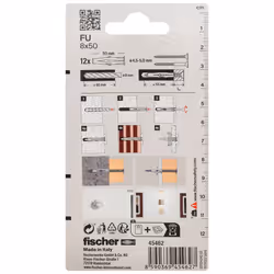 Fischer 45462 ancrage à vis et cheville murale 12 pièce(s)