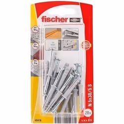 Fischer 45476, Kit de fiches murales et vis, Brique, Béton, Cruciforme, PZ2, 30 mm, 5 mm