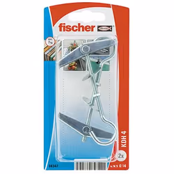 Fischer 84342, Ancrage mural creux (cheville molly), Brique, Béton, Plaque de fibre Gypsum, Métal, Argent, CE, 95 mm