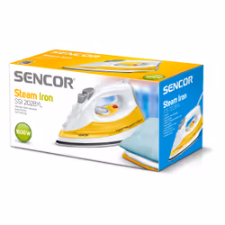 Sencor SSI 2028YL, Fer à repasser à sec ou à vapeur, Semelle en acier inoxydable, 1,65 m, Orange, Blanc, 0,2 L, 360°