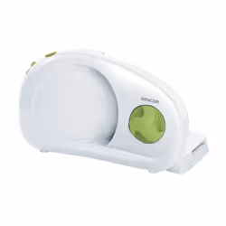 Découvrez la trancheuse éléctrique SFS 1001GR, avec un disque de coupe en acier inoxydable amovible de 170 mm de diametre. El ...