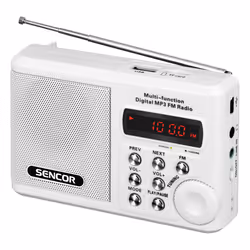Sencor SRD 215 W, Analogique, FM, 88 - 108 MHz, 2 W, 3,5 mm, Blanc
