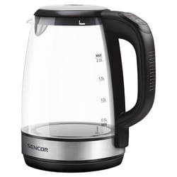Sencor SWK 2090BK bouilloire 2 L 2200 W Noir, Acier inoxydable, Transparent