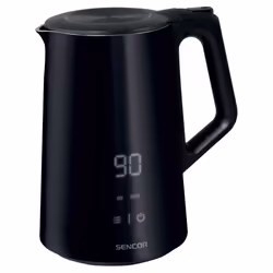 Sencor SWK 0590BK, 1,5 L, 2200 W, Noir, Acier inoxydable, Thermostat réglable, Indicateur de niveau d'eau