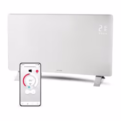 Radiateur SCF 4740WH avec élément chauffant en aluminium en forme de X, contrôle via application Sencor HOME, installation mu ...