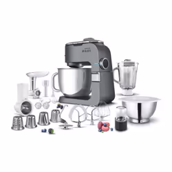 Découvrez le robot pâtissier Sencor STM 7910, puissant avec 1500W et un corps en métal. Il inclut deux bols en inox de 6L et  ...