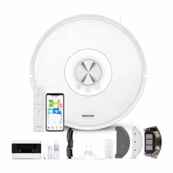 L'aspirateur robot laveur SENCOR SRV 9350WH offre une puissance d'aspiration de 4000 Pa et une autonomie de 200 minutes. Grâc ...