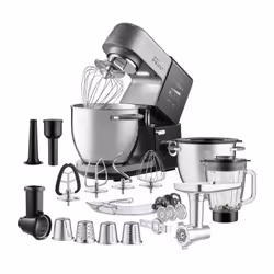 Découvrez le robot pâtissier SENCOR STM 8970 PAUL 3, puissant avec 1800W. Son design en métal et ses 2 bols inox de 6,7L le r ...