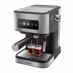 Découvrez la machine a expresso Sencor SES 4020SS, équipée d'une pompe italienne de 20 bars et d'un réservoir d'eau amovible  ...