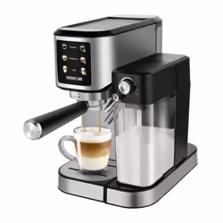 Découvrez la machine a expresso Sencor SES 4910SS, semi-automatique avec une pression de 20 bars. Préparez facilement Espress ...
