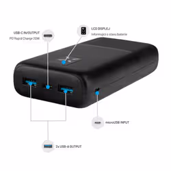 FIXED FIXZEN-20-BK banque d'alimentation électrique Lithium Polymère (LiPo) 20000 mAh Noir - Vue supplémentaire 5