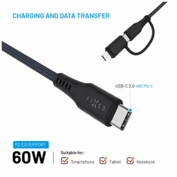 FIXED FIXDB-CCL3-GR câble USB USB 2.0 3 m USB C USB C/Lightning Gris - Vue supplémentaire 4