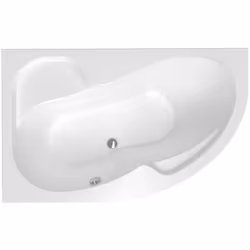 Baignoire asymétrique orientation gauche en acrylique blanche d'une épaisseur de 5 mm, le volume de la baignoire est de 220 l ...