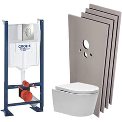 Grohe - Pack Rapid sl autoportant + cuvette sans bride sat fixations cachées + plaque chrome + Set habillage (ProjectSATrimless-2-sabo)